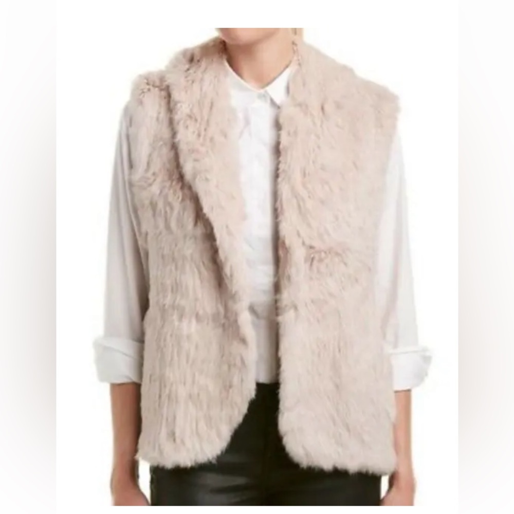 Joie Amery Dyed Pink Blush Rabbit Fur Vest Medium M New